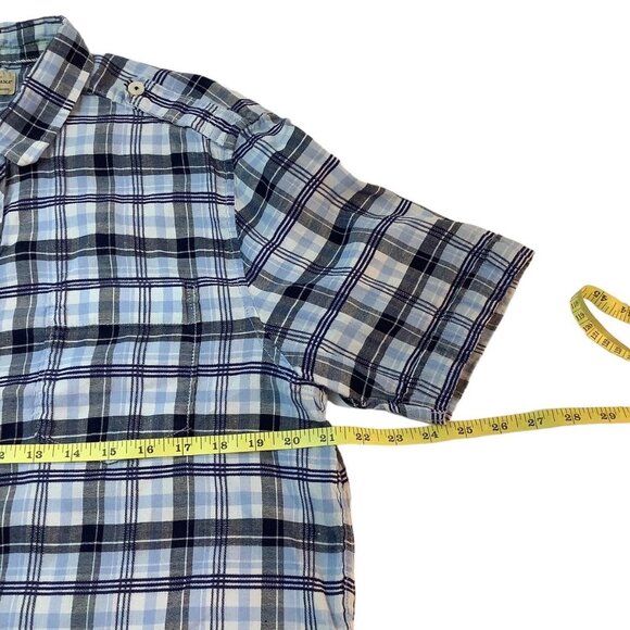 Tommy Bahama Island Crafted Plaid Shirt Mens Size M Blue Button Up Short Sleeve - Picture 4 of 11